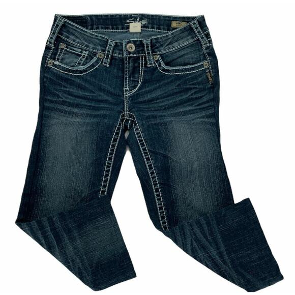Silver Aiko Jeans Women's Size 2 Bootcut Tailored Hem Dark Wash Denim - Picture 1 of 9